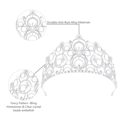 Crystal Crowns for Women, Crystal Bubble TiaraBride Royal Queen Headband Princess Headpieces for Women Bridal Wedding Prom Birthday Party Crowns - color: Silver