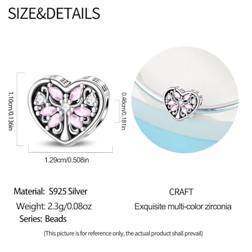 HappyStar 925 Sterling Silver Charms for Bracelets and Necklace Dangle Pendants Beads Charms Fits Charms Bracelets for Woman Jewelry Gifts (with one Spacer Bead Charms) - style: Love Tree of Life Beads
