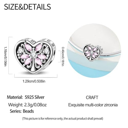 HappyStar 925 Sterling Silver Charms for Bracelets and Necklace Dangle Pendants Beads Charms Fits Charms Bracelets for Woman Jewelry Gifts (with one Spacer Bead Charms) - style: Love Tree of Life Beads