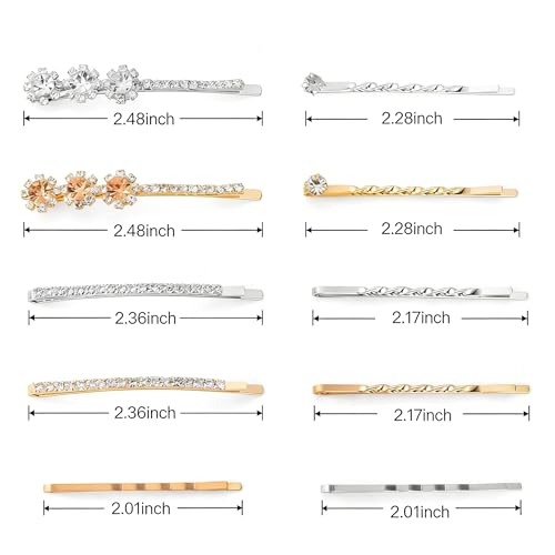 20 PCS Decorative Bobby Pins for Women's Hair, Cute Rhinestone Hair Pins for Women Girl, Decorative Hair Accessories with 5 Elegant Designs (Glod & Silver)