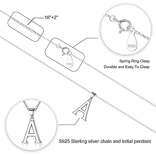 Turandoss S925 Sterling Silver Initial Necklaces for Women, Dainty Hypoallergenic Letter Initial Pendant S925 Sterling Silver initial Necklace for Women Jewelry Gifts - style: E