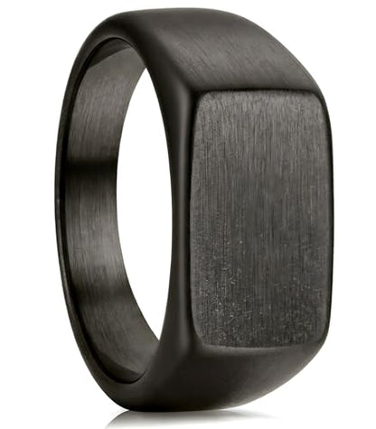 King Ring 10mm Seal Rings – Sand Surface Stainless Steel Bands for Men – Designed in USA - color: Black
