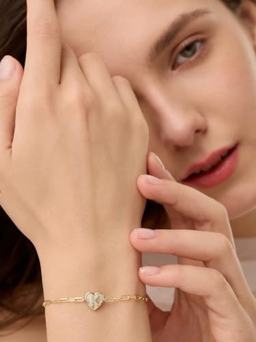 Gold Initial Bracelet For Women, 14k Gold Letter Bracelets | Adjustable Stacking Bracelets Jewelry Gift For Women, Valentines Mother Christmas Jewelry for Women Her 6.5-8 Inch - color: M