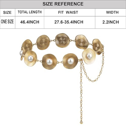 ILuvatar Western Metal Concho Belt for Women Cowgirl Waist Chain for Women Dress Pants Adjustable - color: Gold-s36