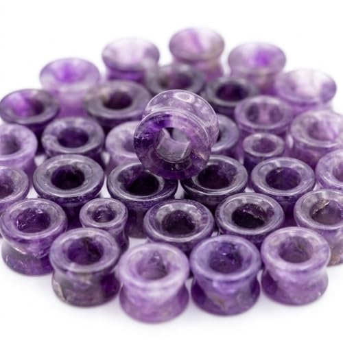Hollow Tunnels Purple Amethyst Organic Stone Ear Plugs Gauges Sold in Pairs - style: 10MM-00 GAUGE