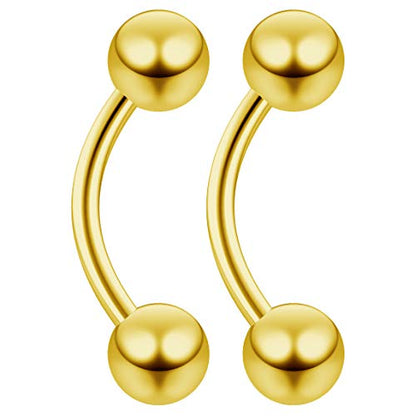2pc Curved Barbell Daith Rook Conch Labret Helix Lip Ring Tragus Eyebrow Cartilage (choose Color, Gauge, Length) - color: Gold - 6mm (1/4) - 20g