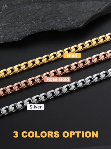 U7 Cuban Link Chain for Men Women Stainless Steel Curb Necklace, 7/9/12/15 MM Chunky Chain Silver/Gold/Black Mens Hip Hop Jewelry 18''-30'' - color: a. 7mm-silver, size: 24 Inch