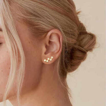 Star 14K Gold Plated Ear Cuff Earrings for Women Non Piercing, Dainty Silver Plated Clip on Cartilage Ear Cuff Non Pierced Trendy CZ Northstar Starburst Sparkling Climber Clawer Earring Jewelry - style: Cluster-3