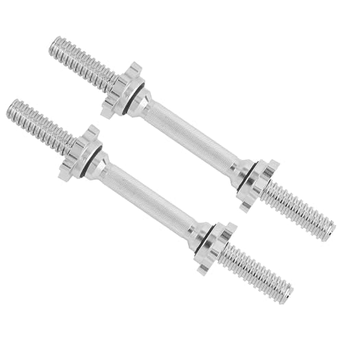 Yes4All Threaded Dumbbell Handles, Adjustable Dumbbell Bar Pair, 14/16/18/24-Inch Sizes, Fits 1" or 1.15" Plates, Non-Slip Grip, Secure Star-Lock Collars - color: 14"- Chrome - Silver