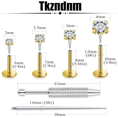 18/16g Flat Back Earrings Lip Rings Stud Jewelry Surgical Steel - color: 14K Gold Plated, size: 18g