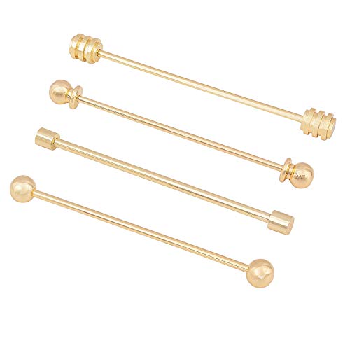 3PCS Copper Collar Bar Shirt Tie Necktie Pins Clip Clasp Lapel Stick Brooch Barbell Screw Cravat Pin - color: gold