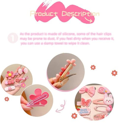 56 pcs Girl Hair Clips Cute Clips for Toddler Girls Hair Accessories for Kids Rabbit/Flower/Bow Colorful Patterns