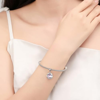 Birthstone Charms for Women Bracelets Birthday Bead Charms fit Pandora Bracelets Mothers Day Gifts for Women - color: 06-June(Alexandrite)