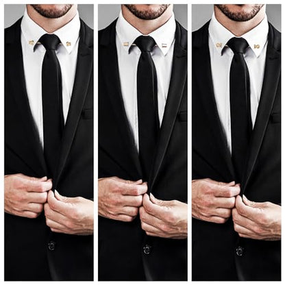 wynameleri Mens Shirt Collar Bars Pins Clips Clasps Silver Tone and Gold Tone Set 3 PCS Business Gift 60mm - color: Gold