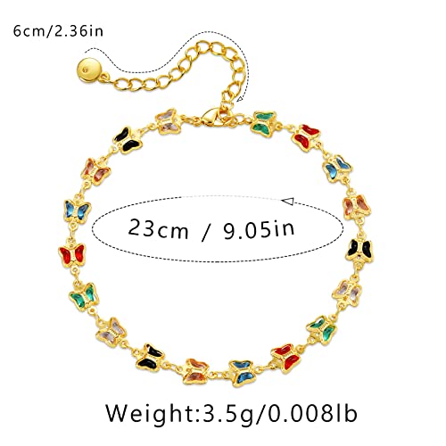 Ankle Bracelets for Women 18K Gold Plated Anklet for Women Gold Charm Anklet Waterproof Summer Beach Foot Chain Jewelry Gifts - style: Butterfly