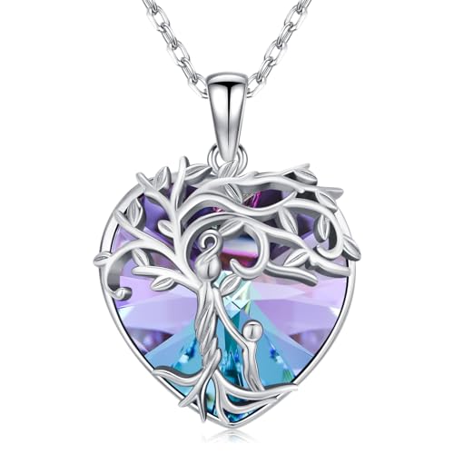 925 Sterling Silver Necklace Gifts for Women Crystal/Opal Jewelry Pendant Christmas Birthday Gift - style: 1 Child