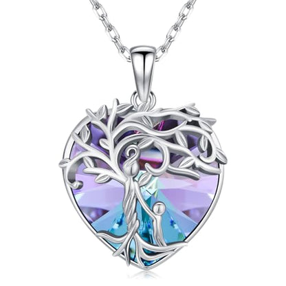 925 Sterling Silver Necklace Gifts for Women Crystal/Opal Jewelry Pendant Christmas Birthday Gift - style: 1 Child