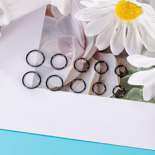 10Pcs 18G 20G Surgical Steel Nose Rings Hoops for Women Men Hinged Seamless Clicker Nose Hoops Cartilage Helix Tragus Daith Sleeper Earrings Hoop Hypoallergenic Nose Piercing 6/7/8/9/10MM - color: black, size: 20G