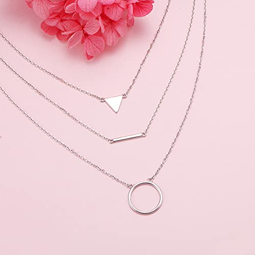 925 Sterling Silver Multilayer Layered Triple Long Chain Necklace for Women - style: Multilayer Layered 3