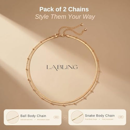 Gold Belly Waist Chain for Women | Layered Belly 14K Gold Plated Chain Adjustable Bikini Belly Beads Body Chain Waterproof | Jewelry Gift - color: Style 1