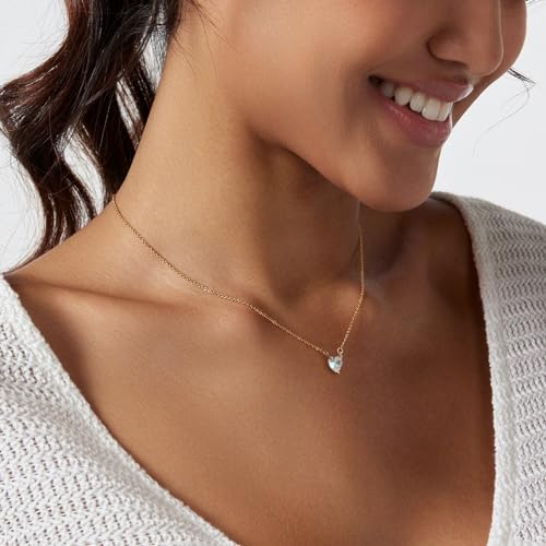 Luxval Diamond Pendant Gold Necklace for Women，Dainty 18k Gold Plated Choker Necklaces Simple Gold Jewelry Gifts for Women - color: Gold-Heart