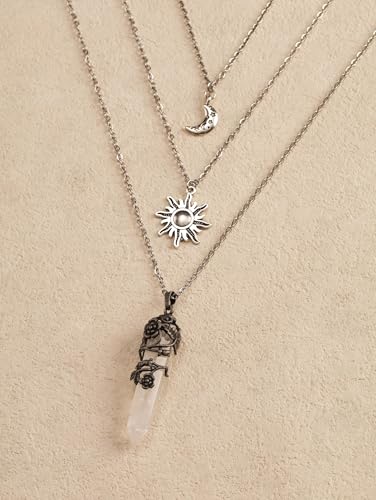 Sacina Gothic Emo Grunge Crescent Moon Choker, Moon Sun Star Choker Necklace, Goth Gothic Necklace, Halloween Christmas Jewelry Gift for Women - color: White