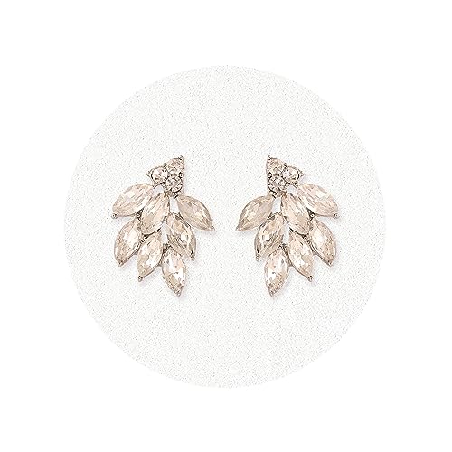 Rhinestone Stud Earrings for Women Small Dainty Crystal Cluster Drop Earrings for Girls Cute Costume Jewelry for Bridal Wedding Party Gift - color: Clear Silver