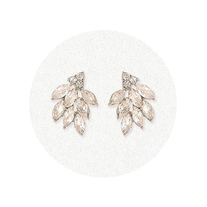 Rhinestone Stud Earrings for Women Small Dainty Crystal Cluster Drop Earrings for Girls Cute Costume Jewelry for Bridal Wedding Party Gift - color: Clear Silver