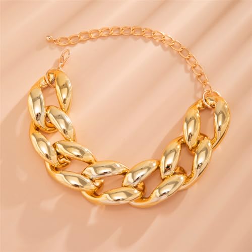 Chunky Gold Chain Necklace for Women Big Chunky Choker Necklace Gold Cuban Link Chain Necklaces Punk Hip-Hop Necklaces Costume Jewelry Gift - color: Gold01