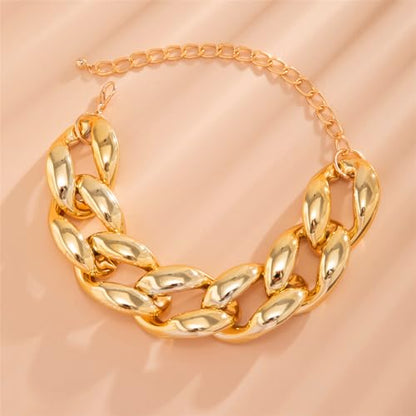 Chunky Gold Chain Necklace for Women Big Chunky Choker Necklace Gold Cuban Link Chain Necklaces Punk Hip-Hop Necklaces Costume Jewelry Gift - color: Gold01