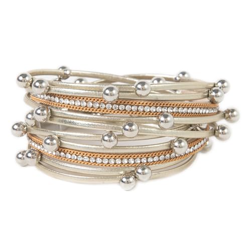Rantanto Leather Wrap Bracelets For Women Gold Twist Lock Buckle Wrist Cuff | PU leather,Skin-friendly,Boho Stackable Wristband,Fashion Daily Jewelry,Trend Casual Party Bangle,Fit For Birthday, Holiday - color: Multi Gold