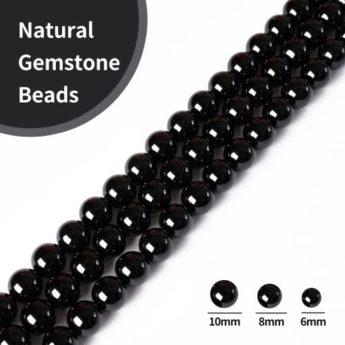 100pcs 6mm Black Agate Beads Natural Gemstone Beads Round Loose Beads for Crafting and Jewelry Making - color: Black Agate, size: 6mm
