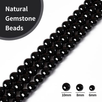 100pcs 10mm Black Agate Beads Natural Gemstone Beads Round Loose Beads for Crafting and Jewelry Making - color: Black Agate, size: 10mm