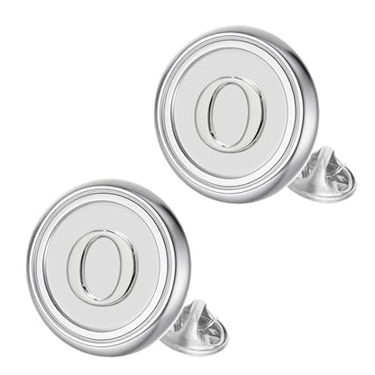 Initial Letter Pins A-Z Men Classic Brass 26 Alphabet Badge for Business & Wedding Shirt - color: Silver, style: Letter O