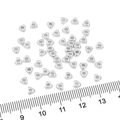Silver Plated Triangle Spacer Beads 4x2mm 50pcs for Jewelry Making Findings Non Tarnish - color: Silver, size: 4x2mm Triangle