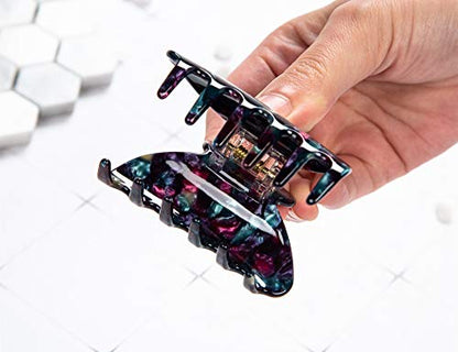 Handmade Celluloid Acetate French Design Barrettes Tortoise Shell Claws Hair Claw Luxury Fashion Accessories Hair Clip for Women (Black) - color: Black