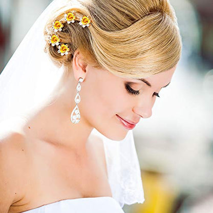 Chuangdi 30 Pieces Rhinestone Hair Pins Bridal Wedding Crystal Clips Rose Flower Crystal U Shaped Bobby Pins Decorative Hairpin Accessories Jewelry Barrette for Bride Women Bridesmaids