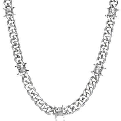 Stainless Steel Gothic Y2K Punk Rock Emo Biker Pendant Necklace | Cosplay Vintage Viking Alt Edgy Fashion Charm Necklace Jewelry for Men Women Active Daily Wear - style: Chunky Barbed Wire