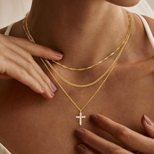 XIXINI Layered Necklaces for Women, Dainty Gold Necklace Stack 14k Gold Plated Layering Pendant Necklace Set Simple Statement Gold Necklaces for Women Trendy Fashion Waterproof Gold Jewelry - color: Gold-Set 2