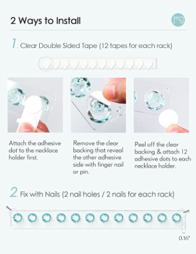 Mymazn Acrylic Necklaces Holder Wall Mounted Necklace Hangers Hanging Jewelry Organizer with 12 Hooks, Clear Jewelry Hangers for Necklace Organizer for Women, Necklace Hooks for Wall, Closet | Acrylic Jewelry Hanger with 12 Hooks, Jewelry Hooks for Neckla