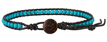 Infinityee888 Anklet Turquoise Bead 10 Inches Anklet Bracelet Woven with Leather Cord Handmade Hippie Bohemian Unisex Style Gift Idea for Men and Women