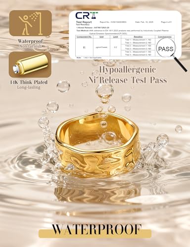 FIASASO Chunky Gold Rings for Women Non Tarnish - 4Pcs 14K Gold Plated Dainty Stackable Ring Set Trendy Hypoallergenic Thick Dome Statement Finger Knuckle Rings Pack Size 5-10 - color: Gold