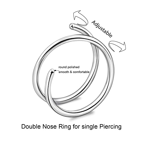20G Double Nose Ring Hoop for Single Piercing - 2-36 Pcs Jewelry for Women - color: Multi-36pcs