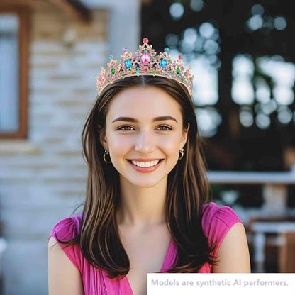 Kamirola - Queen Crown and Tiaras Princess Crown for Women Crystal Headbands for Bridal, Princess for Wedding and Party - color: GD MULIT