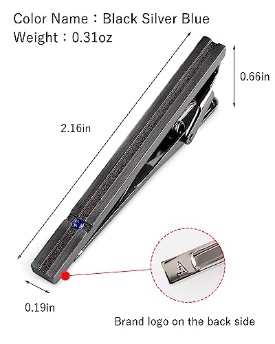 [TAVARAT] Tie Clip Tie Clips for Men Black Silver Tie Bar Tie Pin Tps-032 - style: black silver blue