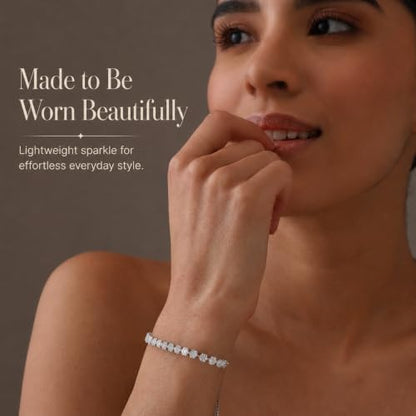 LeCalla 925 Sterling Silver Sliding Bolo Bracelet | Adjustable Beaded Tennis Bracelets for Women | Adjustable Slider Bolo Bracelets Gifts for Her - color: Flower Shaped CZ