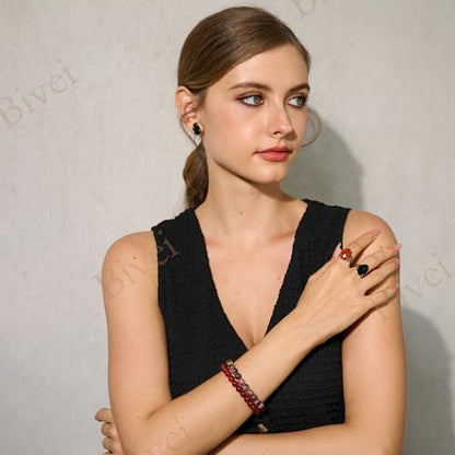 Bivei 8mm Beaded Bracelets for Women Handmade Semi Precious Natural Stone Stretch Elastic Jewelry Yoga Protection Gifts - color: Carnelian - Passion, size: Small 6.5-6.7 inch