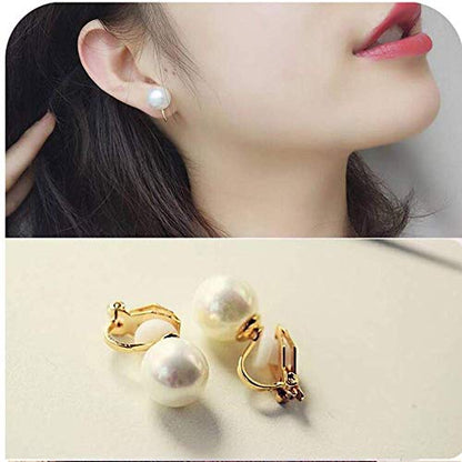1-5 Pairs Pearl Clip on Earrings for Women Non Piercing Earrings Set Hypo-Allergenic Earrings - color: 4 Pairs White Clip-ons