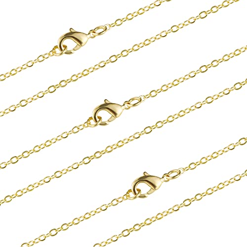 Wholesale 12 PCS Gold Plated Brass Cable Chains Necklace (18 Inch(2MM)) | Bulk Finished Chains for Jewelry Making - color: Gold, size: 18 inch-0.079 inch