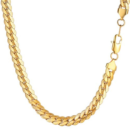 Snake Chain for Women Stainless Steel Dainty Choker Necklace Thin Layered Men Chain 8mm Width Gold/Black/Silver Plated Trendy Jewelry 18/20/22/24/26/28/30 Inch - color: 8MM-Gold Snake Chain, size: Length 26 Inches